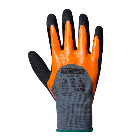 Перчатки TESA TWINS T-103, нитрил, покрытие 3/4, трикотажная манжета
