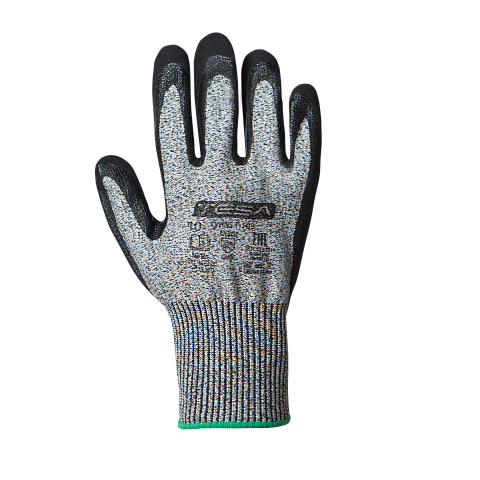 Перчатки TESA TWINS T-109, нитрил, покрытие ладонной части, манжета, серый/черный
